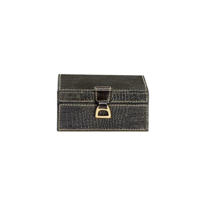 Croc Black Crocodile Leather Box - LOOMLAN - Wildwood - Boxes & Bowls