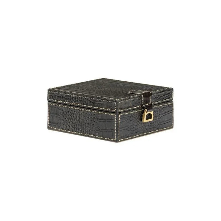 Croc Black Crocodile Leather Box - LOOMLAN - Wildwood - Boxes & Bowls