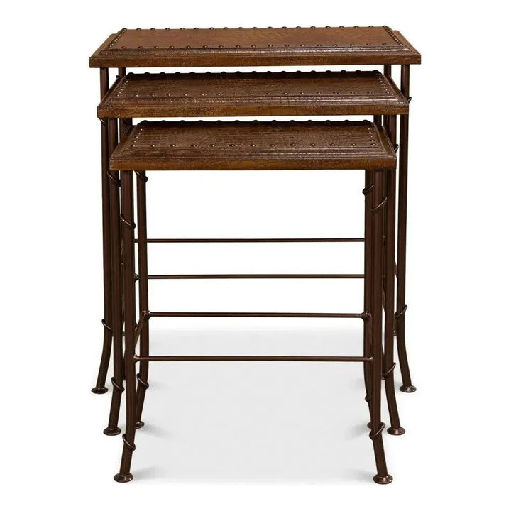 Croc Leather Nesting Tables Set 3 - LOOMLAN