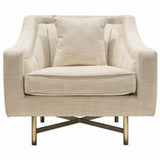 Croft Club Chair in Sand Linen Gold Criss-Cross Frame Club Chairs LOOMLAN By Diamond Sofa