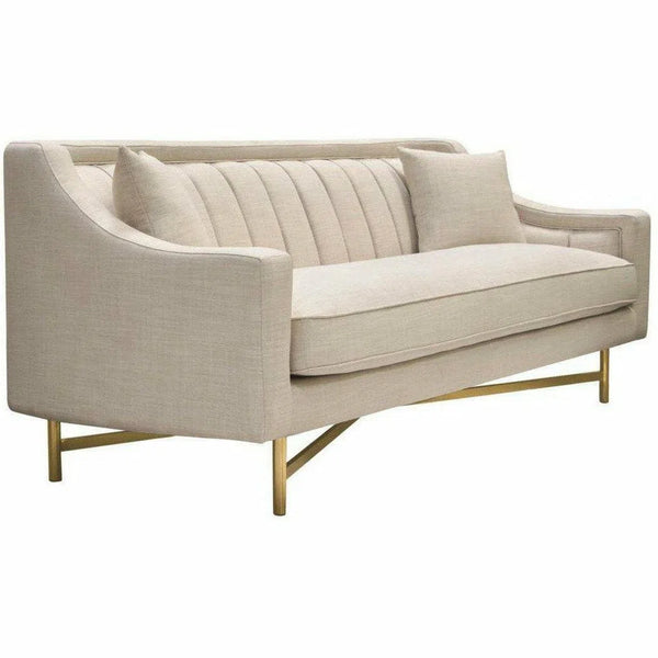 Croft Contemporary Sofa in Sand Linen Gold Criss-Cross Frame Sofas & Loveseats LOOMLAN By Diamond Sofa