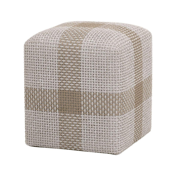 Cross Accent Cube Taupe Stripe-Ottomans-Essentials For Living-LOOMLAN