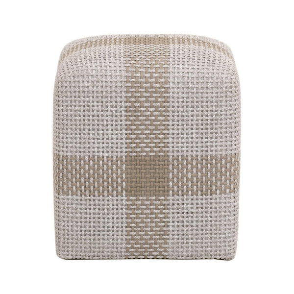 Cross Accent Cube Taupe Stripe-Ottomans-Essentials For Living-LOOMLAN
