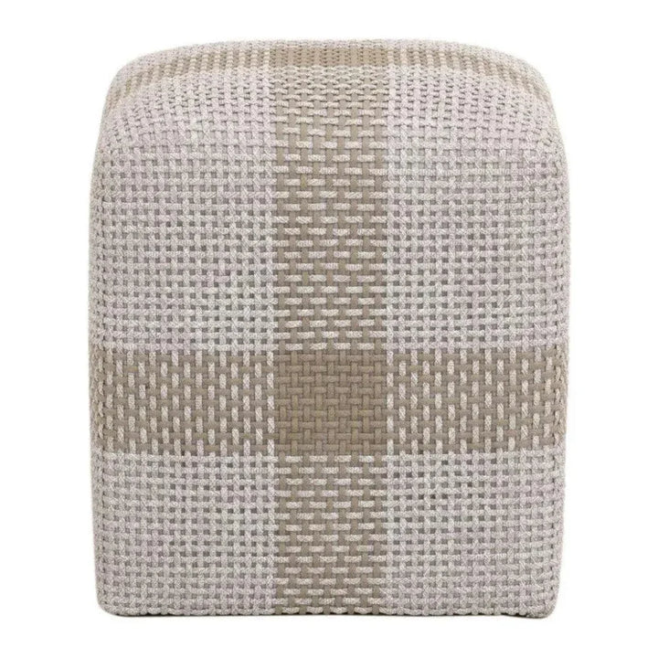 Cross Accent Cube Taupe Stripe - LOOMLAN - Essentials For Living - Poufs and Stools