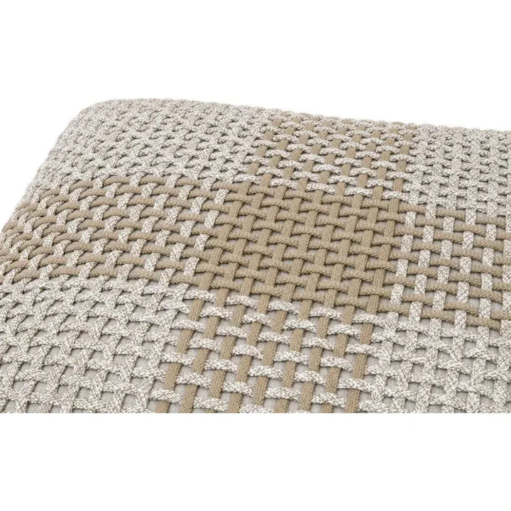 Cross Accent Cube Taupe Stripe - LOOMLAN - Essentials For Living - Poufs and Stools