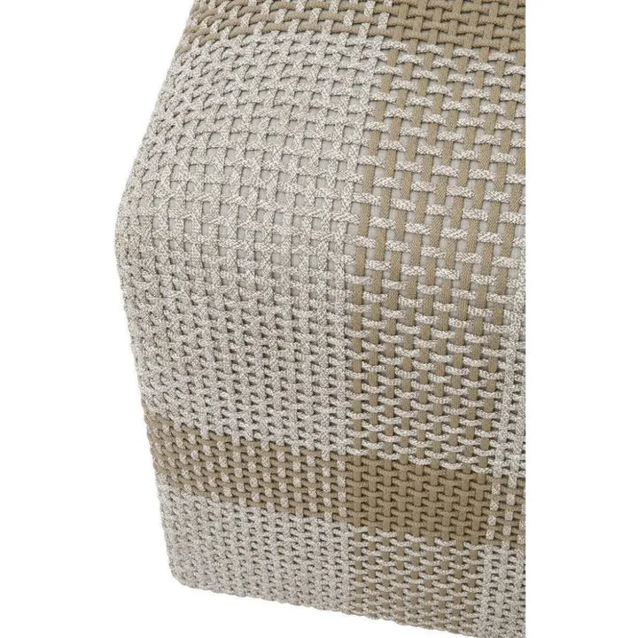 Cross Accent Cube Taupe Stripe - LOOMLAN - Essentials For Living - Poufs and Stools