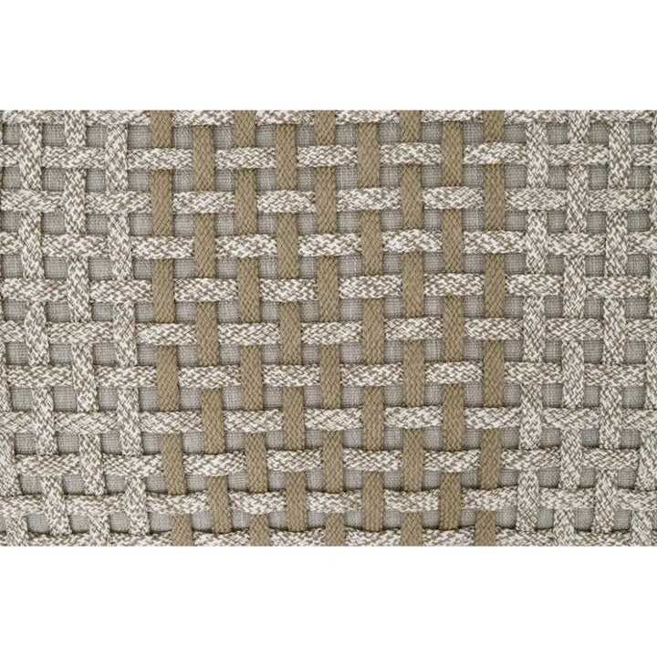 Cross Accent Cube Taupe Stripe - LOOMLAN - Essentials For Living - Poufs and Stools