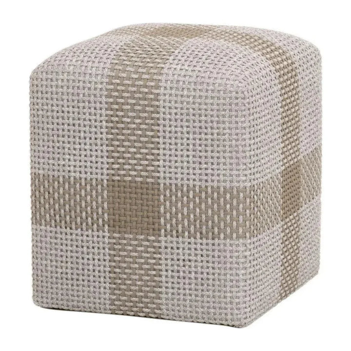 Cross Accent Cube Taupe Stripe - LOOMLAN - Essentials For Living - Poufs and Stools