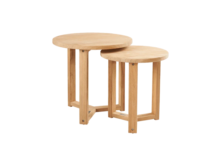 Cross Legs Nesting Teak Patio Side Table - LOOMLAN - HiTeak - Outdoor Side Tables