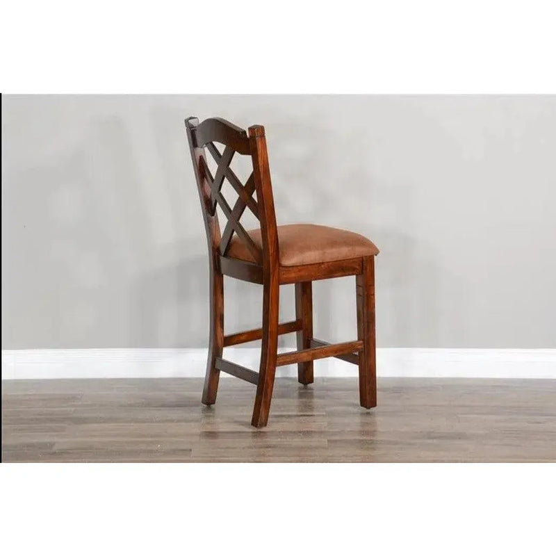 Crossback Counter Barstool Dark Brown Set