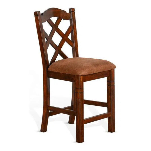 Crossback Counter Barstool Dark Brown Set