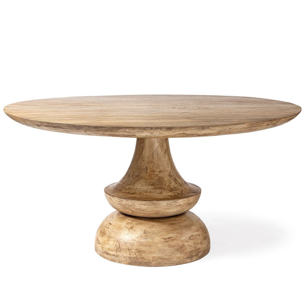 Crossman Wooden Round Dining Table-Dining Tables-Mercana-Light Brown-LOOMLAN
