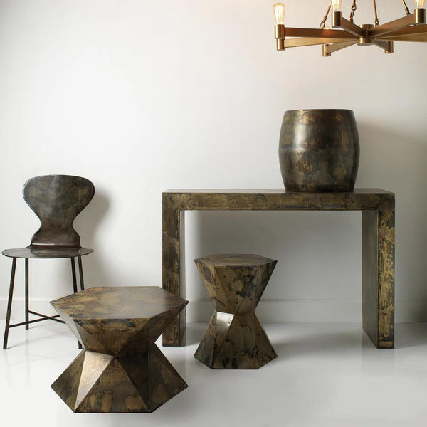 Crown Large Patina Metal Mid Century Modern Side Table Side Tables LOOMLAN By Jamie Young
