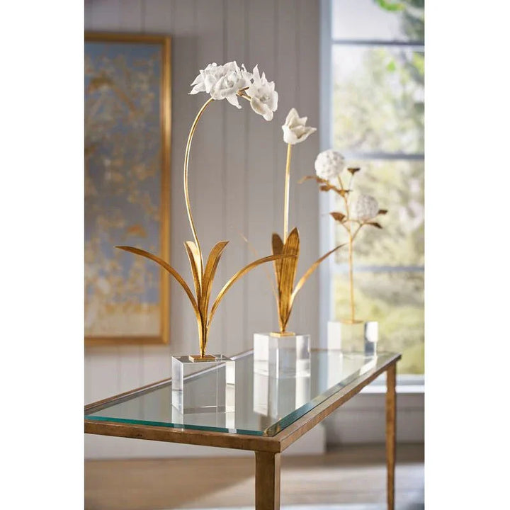 Crystal Based Orchid In Stand Sculpture - LOOMLAN - Chelsea House - Statues & Sculptures