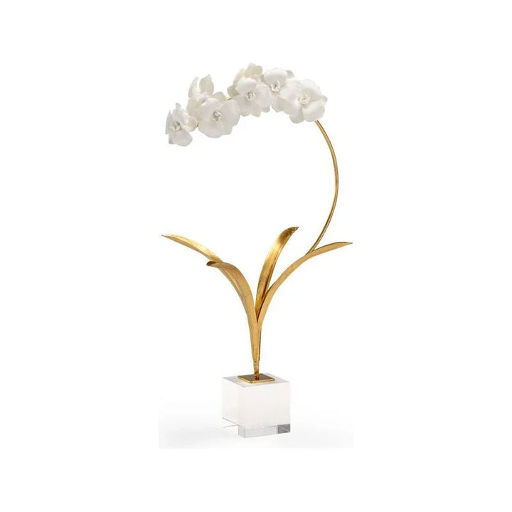Crystal Based Orchid On Stand Flower Sculpture - LOOMLAN - Chelsea House - Statues & Sculptures