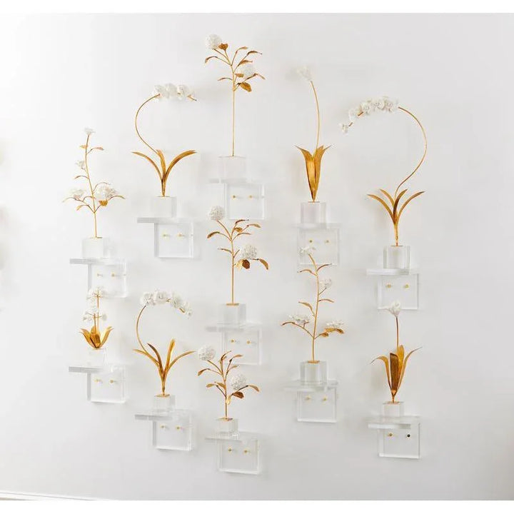 Crystal Based Orchid On Stand Flower Sculpture - LOOMLAN - Chelsea House - Statues & Sculptures