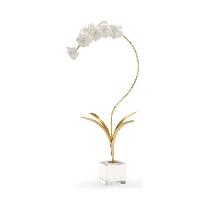 Crystal Based Orchid On Stand Flower Sculpture - LOOMLAN - Chelsea House - Statues & Sculptures
