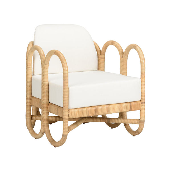 Cuixmala Natural Rattan Frame Lounge Chair-Accent Chairs-Wildwood-LOOMLAN