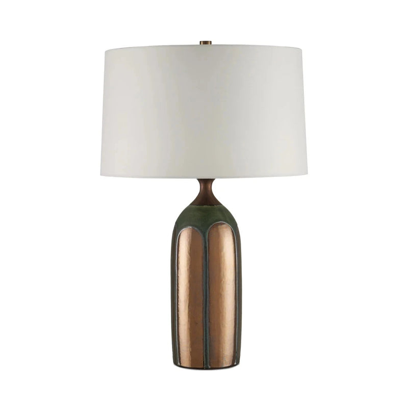 Cuprum Ceramic Green And Copper Table Lamp-Table Lamps-Currey & Co-LOOMLAN