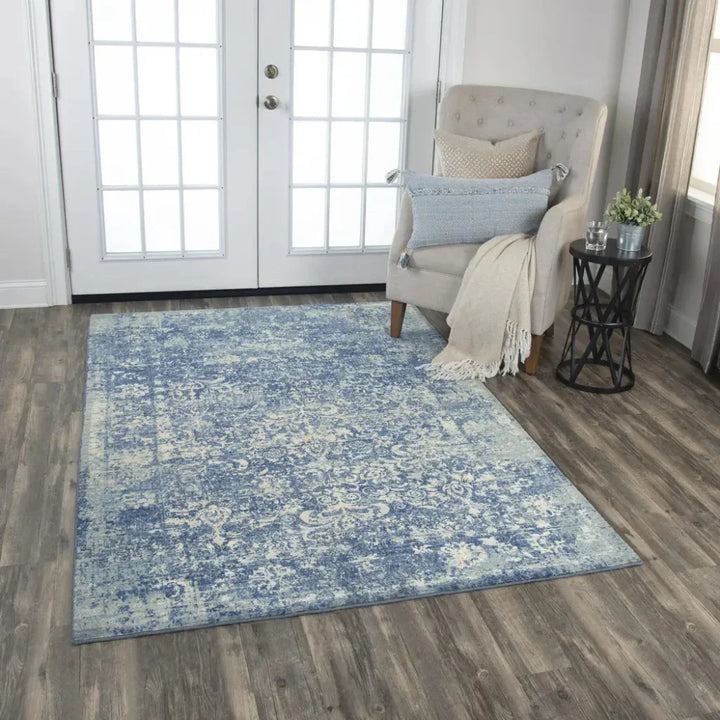 Curn Floral Blue Large Area Rugs For Living Room - LOOMLAN - LOOMLAN - Area Rugs