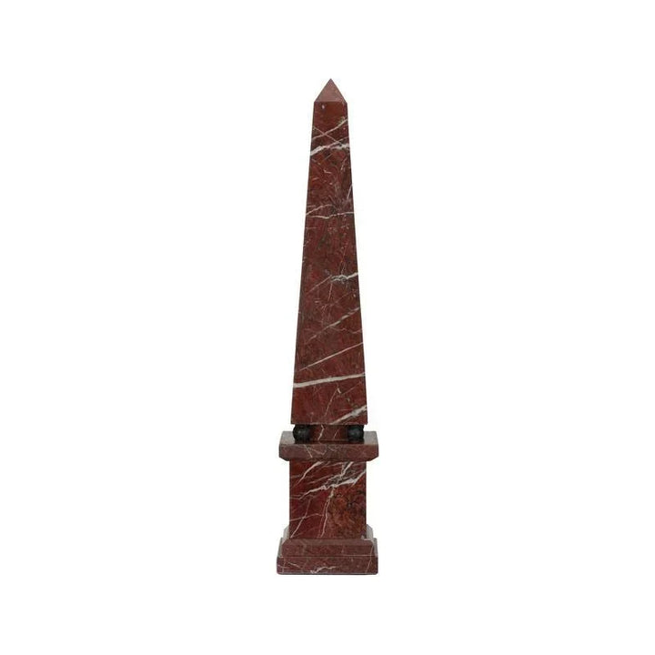Currant Red Marble Obelisk Sculpture - LOOMLAN - Chelsea House - Statues & Sculptures