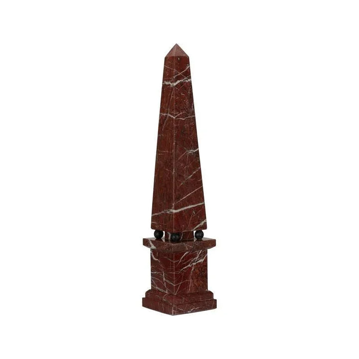 Currant Red Marble Obelisk Sculpture - LOOMLAN - Chelsea House - Statues & Sculptures