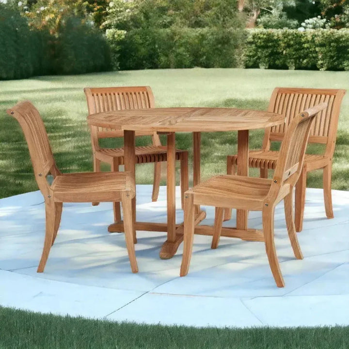 Curtis 47.25-inch Round Outdoor Dining Table-Outdoor Dining Tables-HiTeak-LOOMLAN