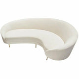 Curved Sofa Back Light Cream Velvet