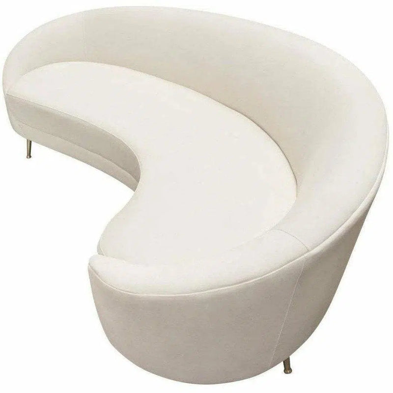 Curved Sofa Back Light Cream Velvet