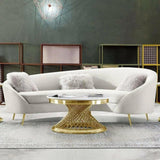 Curved Sofa Back Light Cream Velvet