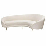 Curved Sofa Back Light Cream Velvet