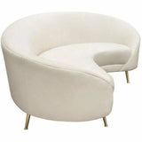 Curved Sofa Back Light Cream Velvet