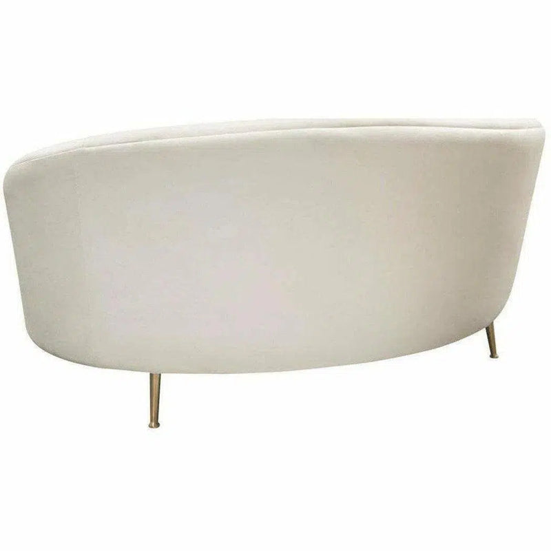 Curved Sofa Back Light Cream Velvet