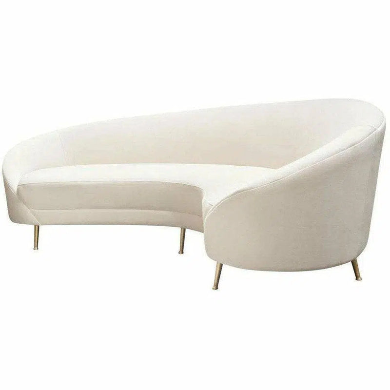 Curved Sofa Back Light Cream Velvet