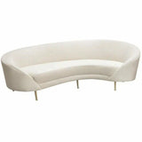 Curved Sofa Back Light Cream Velvet