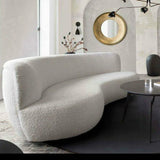 Curved Sofa in White Faux Fabric Sofas & Loveseats LOOMLAN By Diamond Sofa