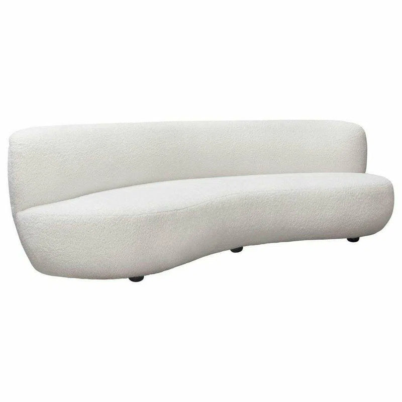 Curved Sofa in White Faux Fabric Sofas & Loveseats LOOMLAN By Diamond Sofa