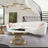 Curved Sofa with Contoured Back in Light Cream Velvet Sofas & Loveseats LOOMLAN By Diamond Sofa