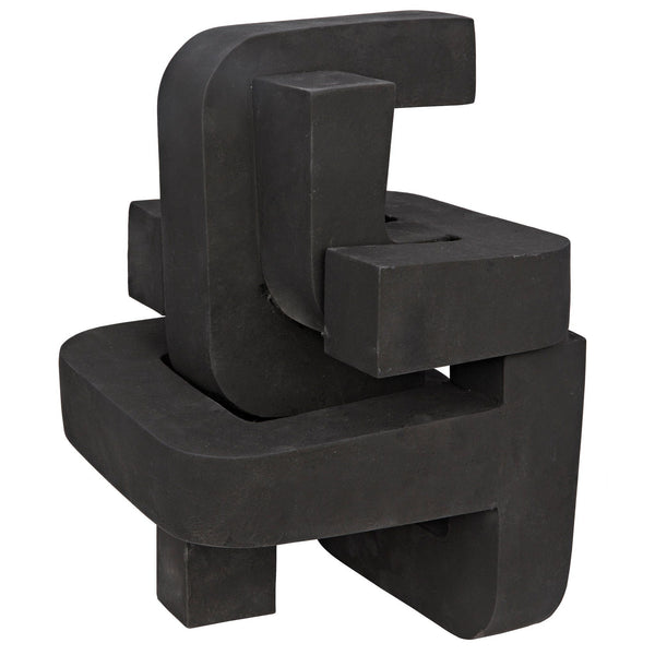 Curz Fiber Cement Black Sculpture-Statues & Sculptures-Noir-LOOMLAN