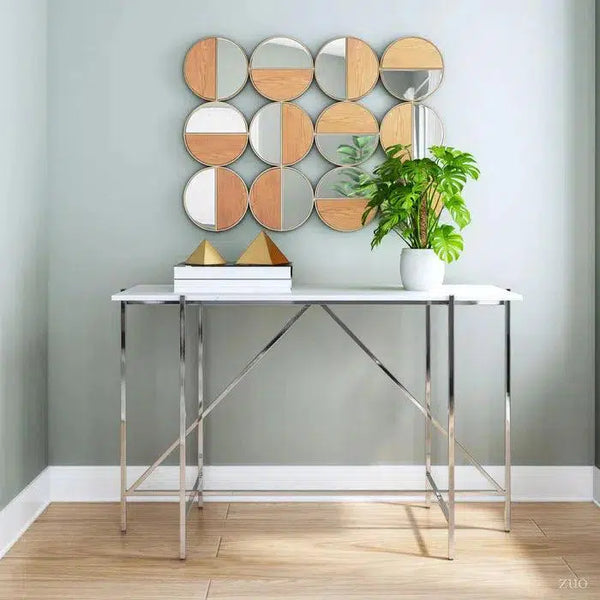 Cycle Round Mirror Gold & Walnut