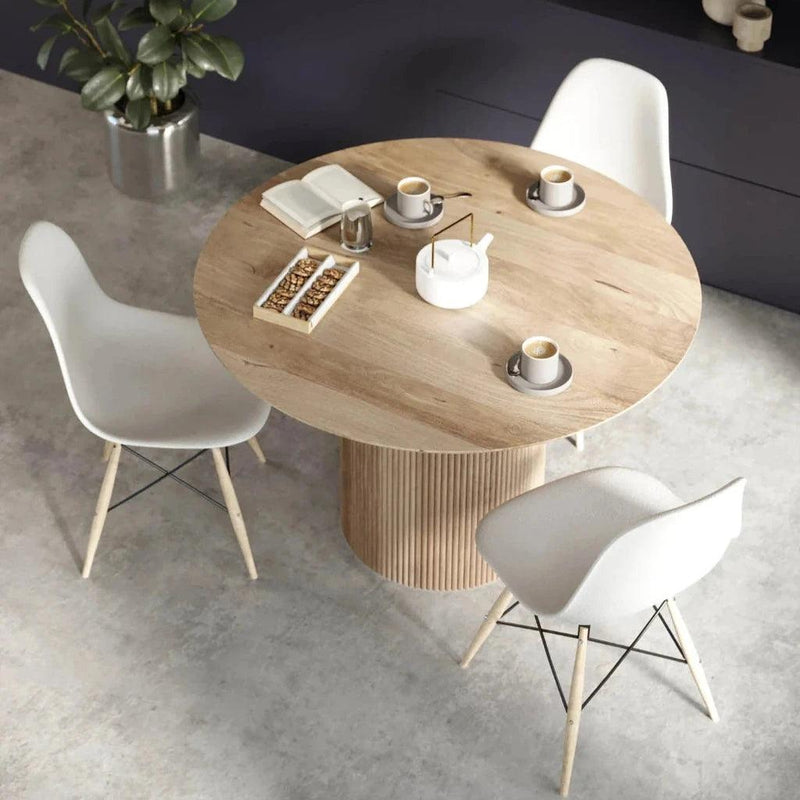 Cylinder ModernWooden Round Dining Table-Dining Tables-LH Imports-LOOMLAN