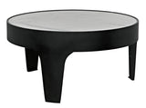 Cylinder Steel and Marble Round Coffee Table-Coffee Tables-Noir-LOOMLAN