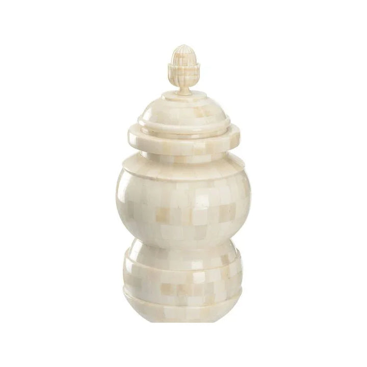 Cyrus Bone Inlay Pattern Whte Jar - LOOMLAN - Chelsea House - Vases & Jars