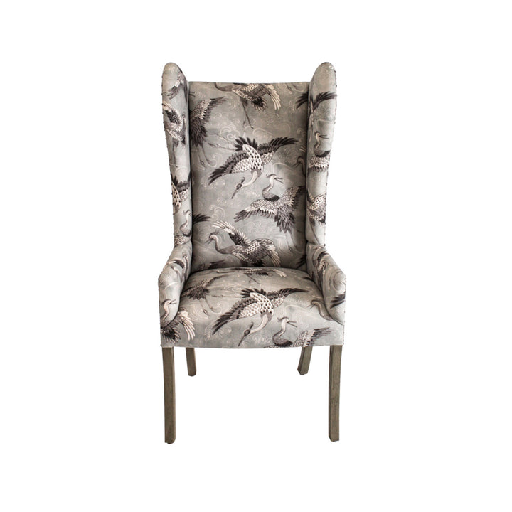 Wingback Accent Chair Bird Motif Print | LOOMLAN