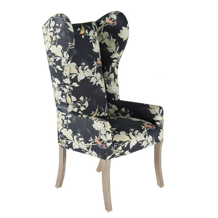 Wingback Accent Chair Bird Motif Print | LOOMLAN