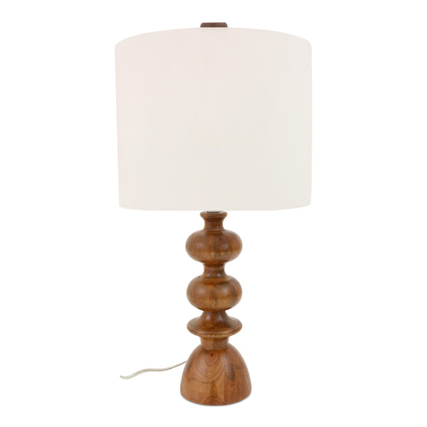 Gwen Mango Wood and Textured Cotton Brown Table Lamp