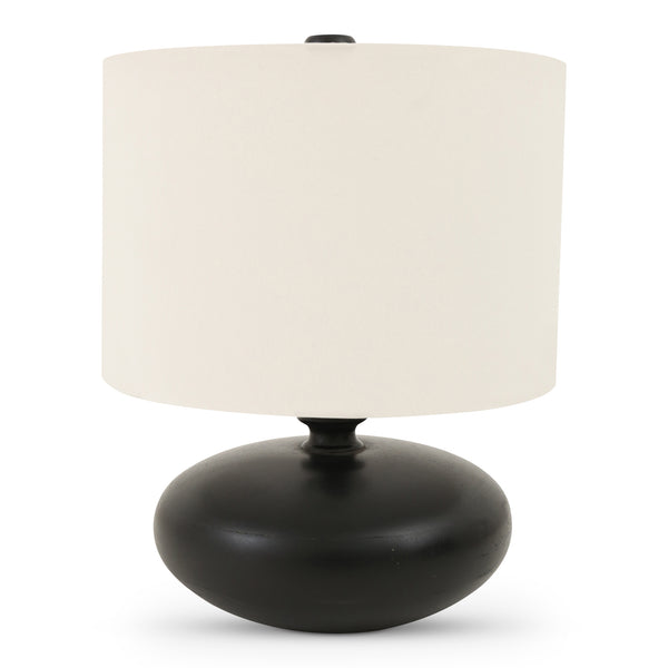 Evie Mango Wood and Textured Cotton Black Table Lamp