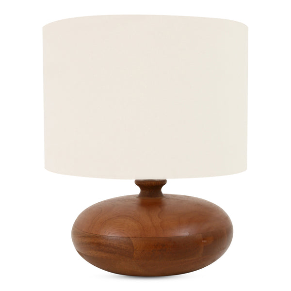 Evie Mango Wood and Textured Cotton Brown Table Lamp