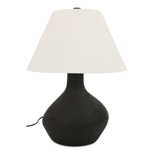 Hanna Mango Wood and Textured Cotton Black Table Lamp