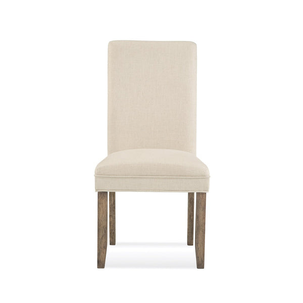 Colby Rubberwood Linen Fabric White Armless Parsons Chair